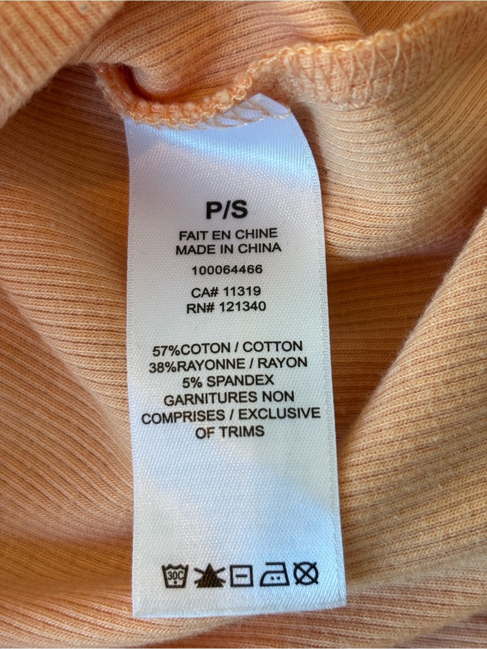 Garage Ribbed Cropped V-Neck Short Sleeve Top Peach Size Small - Picture 4 of 6